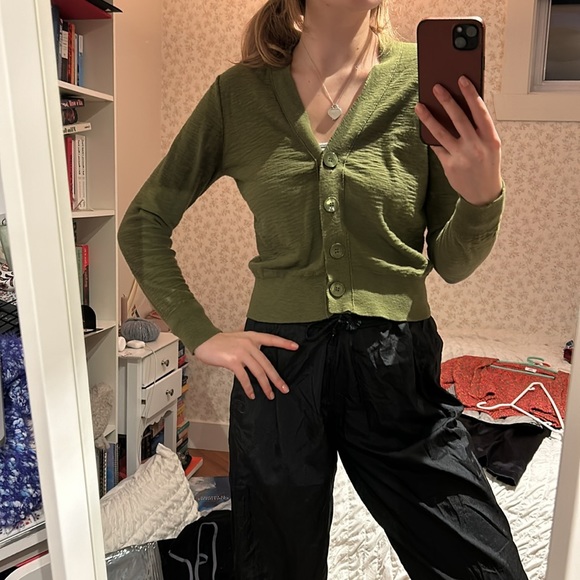 J crew khaki green cardigan - Picture 3 of 3